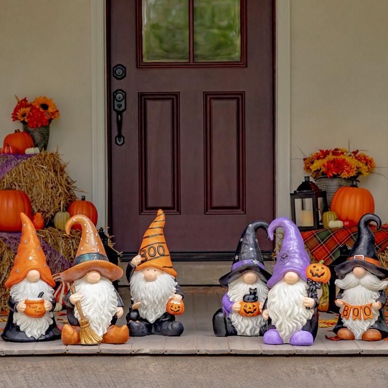 Zaer Ltd. International "The Hobgoblins" Set of 6 Assorted Halloween Garden Gnomes ZR218005-SET