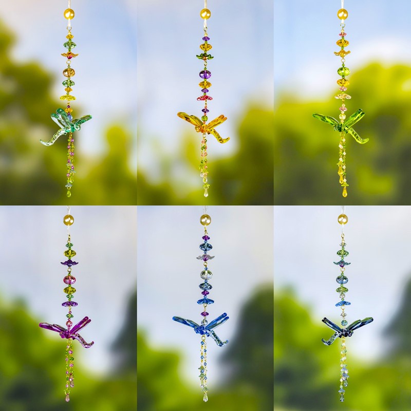 Zaer Ltd. International 13" Long Acrylic Dragonfly Ornament with Dangling Beads in 6 Assorted Colors ZR110913-1