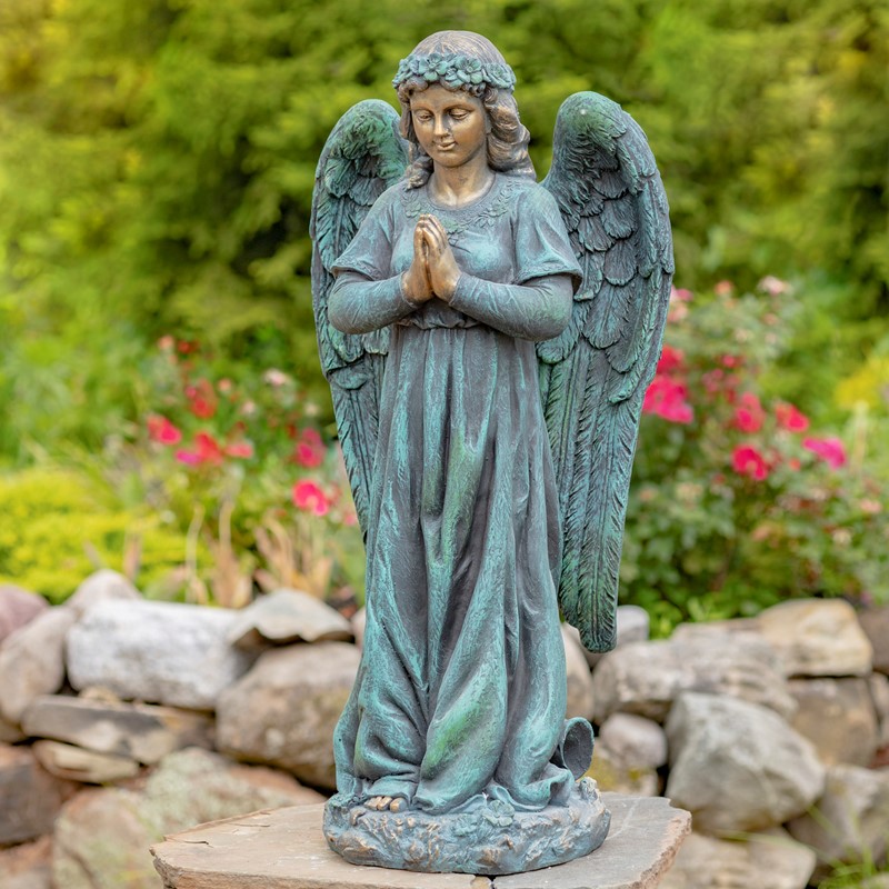 Zaer Ltd International Pre-Order: 36" Tall Praying Magnesium Angel Statue in Antique Bronze "Gabriella" ZR252316-BZ