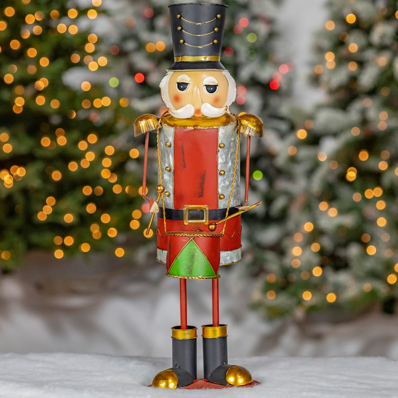 Zaer Ltd. International 23" Tall Metal Nutcracker Figurine with Drum "Hans" ZR191185