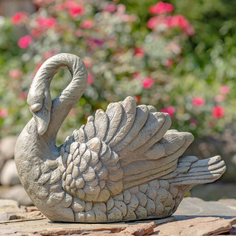 Zaer Ltd International Pre-Order: 13.78" Tall Elegant Magnesium Swan Planter "Bella" ZR204690