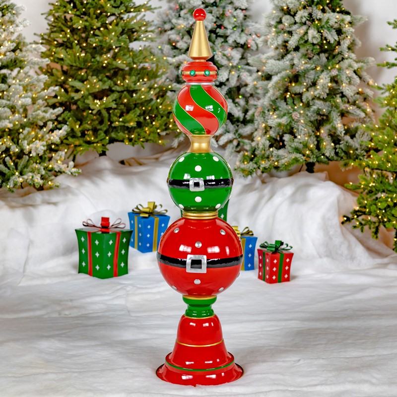 5.5 ft. Tall Santa Inspired Christmas Ornament Tower with Belt 
