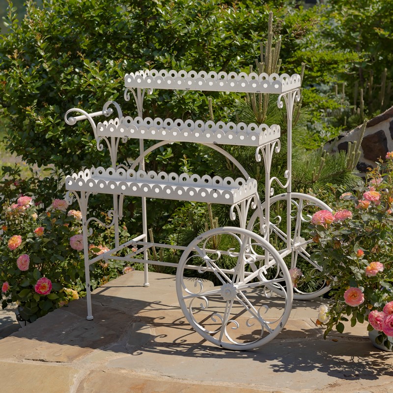 Zaer Ltd. International 3.75ft. Tall Parisian-Inspired 3-Tier Staggered Flower Cart in White "Avignon" ZR220884-AW