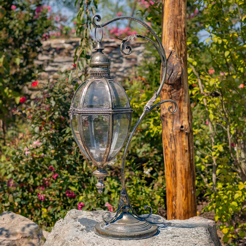 Zaer Ltd International 33.75"T. Victorian-Style Hanging Lantern with Ornate Stand in Silver "Ophelia" ZR190130-FS