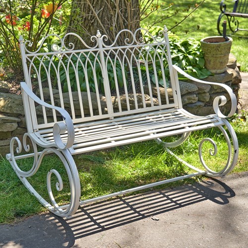 outdoor metal rocking benches