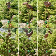 Zaer Ltd International Set of 6 Assorted Rusty Animal Garden Swing Stakes with Glass Ball ZR687804-SET View 2