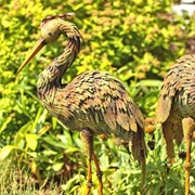 Zaer Ltd International 30" Tall Set of 2 Tricolored Iron Heron Figurines ZR180188-SET View 2