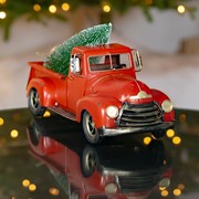 Zaer Ltd International 15" Distressed Red Pickup Truck with Christmas Tree ZR361100 View 2