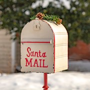 Zaer Ltd International 42" Tall Standing "Santa's Mail" Christmas Mailbox with LED Wreath in Ant. White ZR361849-AW View 2