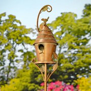 Zaer Ltd International Pre-Order: 69.75" Tall Antique Copper Saran Birdhouse Stake "Mary" ZR192025-A View 2