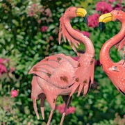 Zaer Ltd International Set of 4 Assorted Style Distressed Pink Flamingo Metal Garden Decorations ZR190635-SET View 2