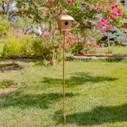 Zaer Ltd. International Pre-Order: 64.75"T Antique Copper Finished Iron Birdhouse Stake with Square Roof ZR173714-B View 2