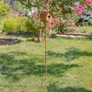 Zaer Ltd. International Pre-Order: 64.25"T. Antique Copper Finished Iron Birdhouse Stake with A-Frame ZR173714-C View 2