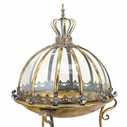 Zaer Ltd International Set of 3 Glass Dome Terrariums with Iron Stand in Frosted Gold "Marseilles 1792" ZR530995-FGS View 2