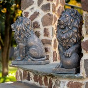 Zaer Ltd International 26.5" Tall Set of 2 Magnesium Lion Sentry Statues in Bronze "Marloni & Antonio" ZR560270-BZ View 2