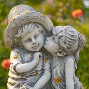 Zaer Ltd International Pre-Order: 30"T. Sweet Country Boy & Girl Garden Statue in Grey "Johnny & June" ZR200087-GY View 2