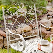 Zaer Ltd International "Gaia" Iron Garden Armchair in Antique White ZR180493-AW View 2