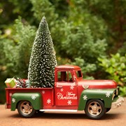 Zaer Ltd. International Red & Green Iron Christmas Truck with Snowflakes & Tree ZR191852 View 2