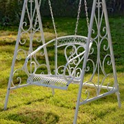 Zaer Ltd International "Bordeaux" Iron Swing Chair in Antique White ZR130511-AW View 2