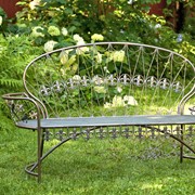 Zaer Ltd International "La Rochelle - Paris 1968" Iron Garden Bench with Curved Back in Antique Copper ZR191170-CP View 2