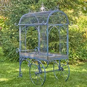 Zaer Ltd. International Pre-Order: 82"T. Iron Flower Cart with Curved Roof in Cobalt Blue "Paris 1968" ZR200200-BL View 2