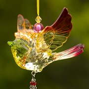 Zaer Ltd. International Five Tone Hanging Acrylic Chickadee Ornament with Beaded Tassel in 6 Asst Colors ZR503117 View 2