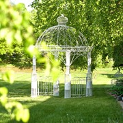 Zaer Ltd. International "Zina" 13ft. Tall Large Round Iron Garden Gazebo in Antique White ZR140283-AW View 2