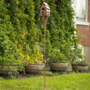 Zaer Ltd. International 62.6" Tall Cottage Style Birdhouse Garden Stake in Antique Copper LS213029 View 2