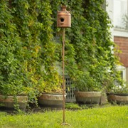 Zaer Ltd. International 63" Tall Old Style Milk Can Birdhouse Garden Stake in Antique Copper LS213034 View 2