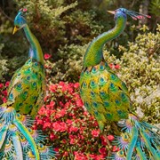 Zaer Ltd. International Set of 2 Large Colorful Peacocks with Jewels "Royal and Sapphire" ZR140242-SET View 2