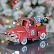 Zaer Ltd International Mini Metal Truck with Christmas Tree and Gifts in Antique Red ZR362103-AR View 2