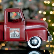 Zaer Ltd. International Iron Christmas Old Style Truck with Tree in Antique Red ZR201160-AR View 2