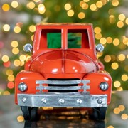 Zaer Ltd. International Iron Christmas Old Style Truck with Tree in Glossy Red ZR201160-RD View 2