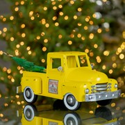 Zaer Ltd. International Iron Christmas Old Style Truck with Tree in Antique Yellow ZR201160-YL View 2