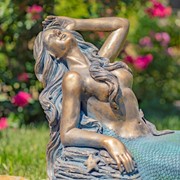 Zaer Ltd International 36" Long Mermaid Reclining on Rock MGO Garden Statue in Antique Bronze "Camree" ZR341036-BZ View 2