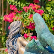 Zaer Ltd International Pre-Order: 37"T. Mermaid Lying Down Garden Statue in Antique Bronze "Finnleigh" ZR341137-BZ View 2