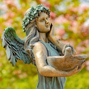 Zaer Ltd International 39" Tall Magnesium Angel Statue with Birdbath in Antique Bronze "Jazmin" ZR341439-BZ View 2