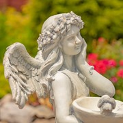 Zaer Ltd International 39" Tall Magnesium Angel Statue with Birdbath in Antique White "Jazmin" ZR341439-AW View 2