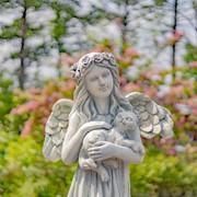 Zaer Ltd International 39" Tall Magnesium Angel Statue Holding Cat in Antique White "Nicole" ZR341539-AW View 2