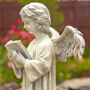 Zaer Ltd International 39" Tall Magnesium Angel Statue Reading a Book in Antique White "Symone" ZR341639-AW View 2