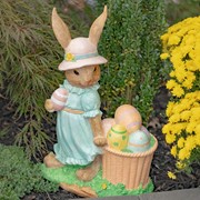 Zaer Ltd. International 24" Tall Rabbit Garden Statue with Easter Basket & Sun Hat "Anna Mae" ZR342126 View 2