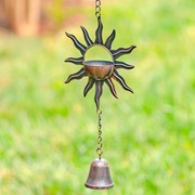 Zaer Ltd. International 76.25" Long Antique Bronze Iron Rain Chain with Bohemian Sun & Moon ZR215351-BZ View 2