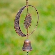 Zaer Ltd. International 76" Long Antique Bronze Rain Chain with Crescent Moon & Sun ZR215352-BZ View 2