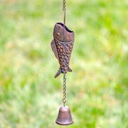 Zaer Ltd. International 76.75" Long Antique Bronze Iron Rain Chain with Rainbow Trout ZR215379-BZ View 2