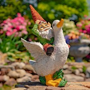 Zaer Ltd. International 23" Tall Spring Gnome Garden Statue Riding a Duck ZR245023 View 2