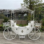 Zaer Ltd. International "Antoinette" Large Parisian Style Iron Carriage with Planters in Antique White ZR100496-AW View 2