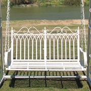 Zaer Ltd International Pre-Order: "Tserovani" Iron Swing Bench in Antique White ZR820302-AW View 2