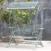 Zaer Ltd International Pre-Order: "The Valiko" 79in. Tall Electroplated Garden Swing Bench in Ant. Blue ZR140338-BL View 2