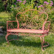 Zaer Ltd. International Esme Iron Garden Bench with Heart Designs in Pink "Paris 1968" ZR200485-PK View 2