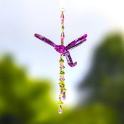 Zaer Ltd. International 6.75" Long Acrylic Dragonfly Ornament with Dangling Beads in 6 Assorted Colors ZR506708-6 View 2